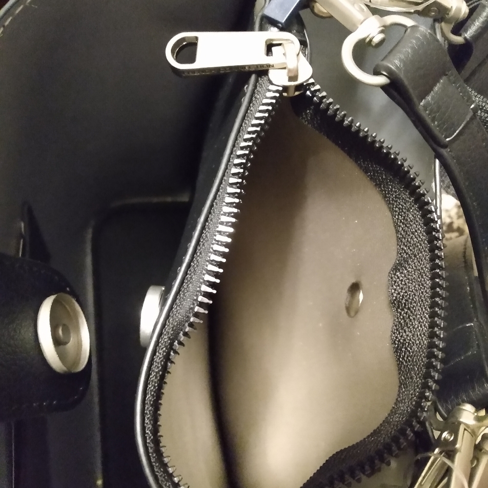 French Connection Adiana Monogram bucket shoulder bag camilla studs wall… - Picture 4 of 16